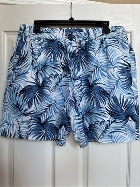Talbots Blue Palm-Print Shorts
